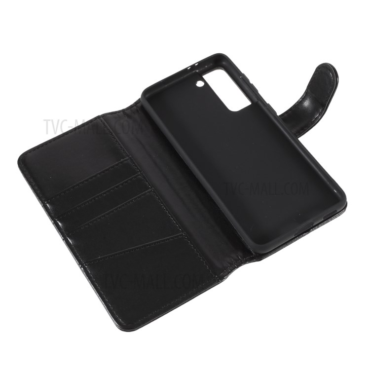 Magnetic Clasp Stand Leather Shell Case for Samsung Galaxy S21 5G - Black-9