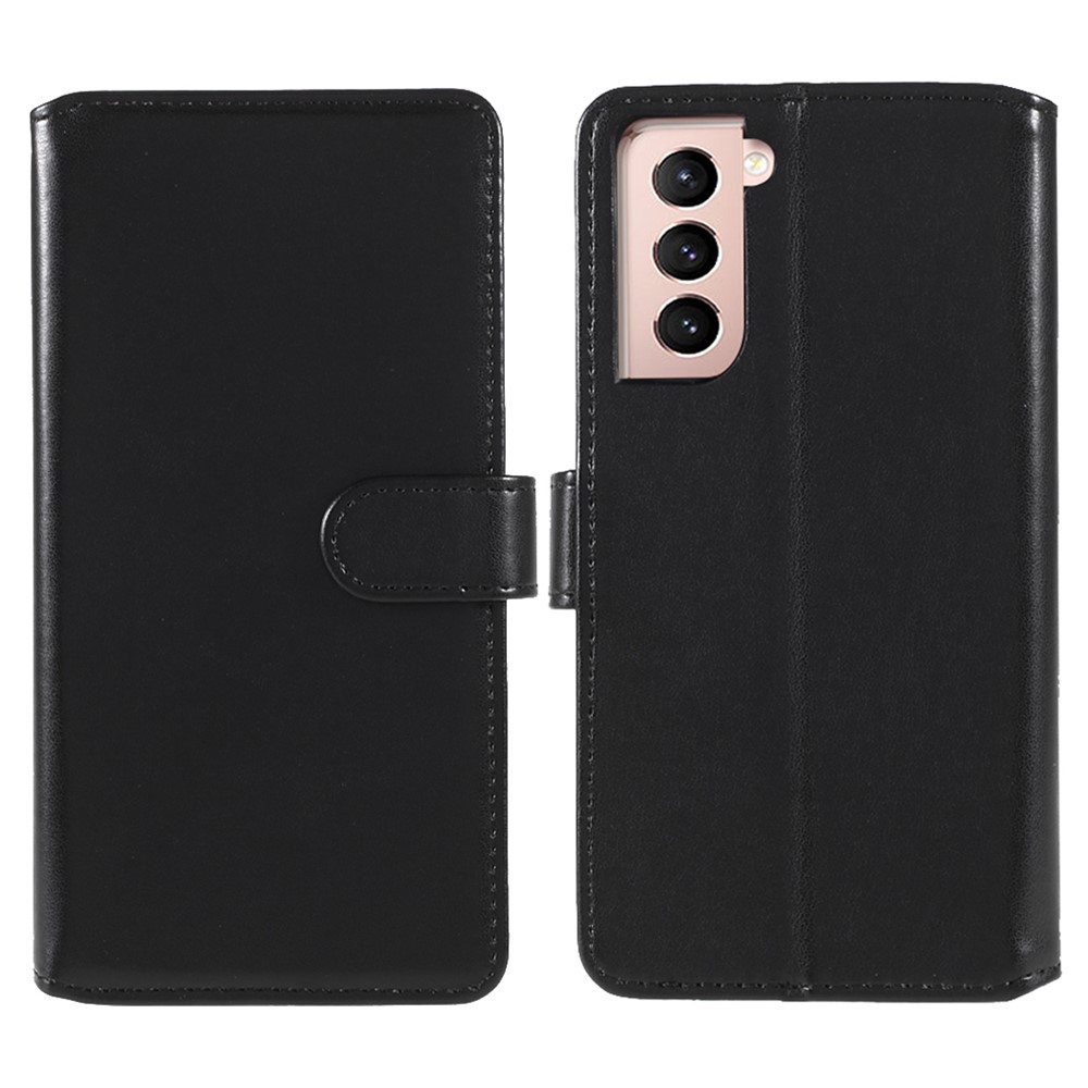 Stand De Fermoir Magnétique Coque En Cuir Pour Samsung Galaxy S21 Ultra 5G - Noir-1