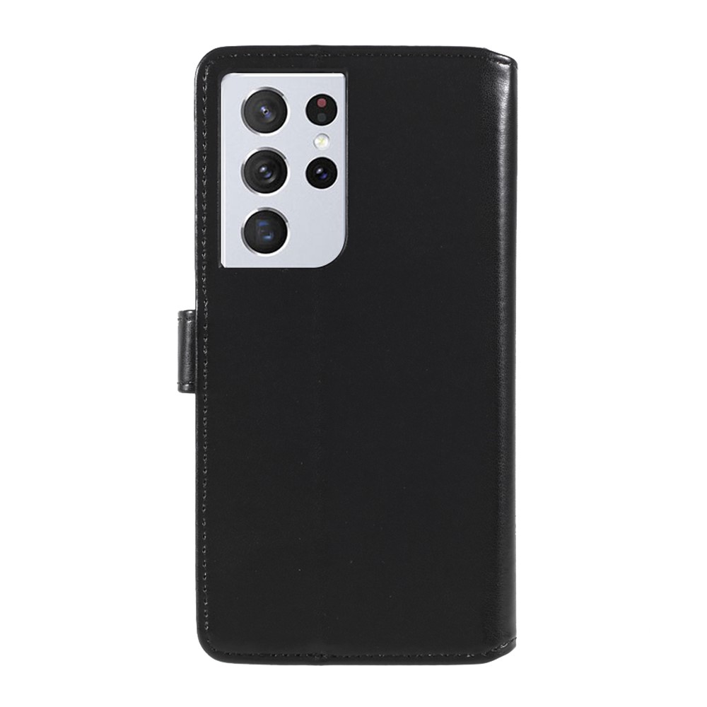 Stand De Fermoir Magnétique Coque En Cuir Pour Samsung Galaxy S21 Ultra 5G - Noir-3