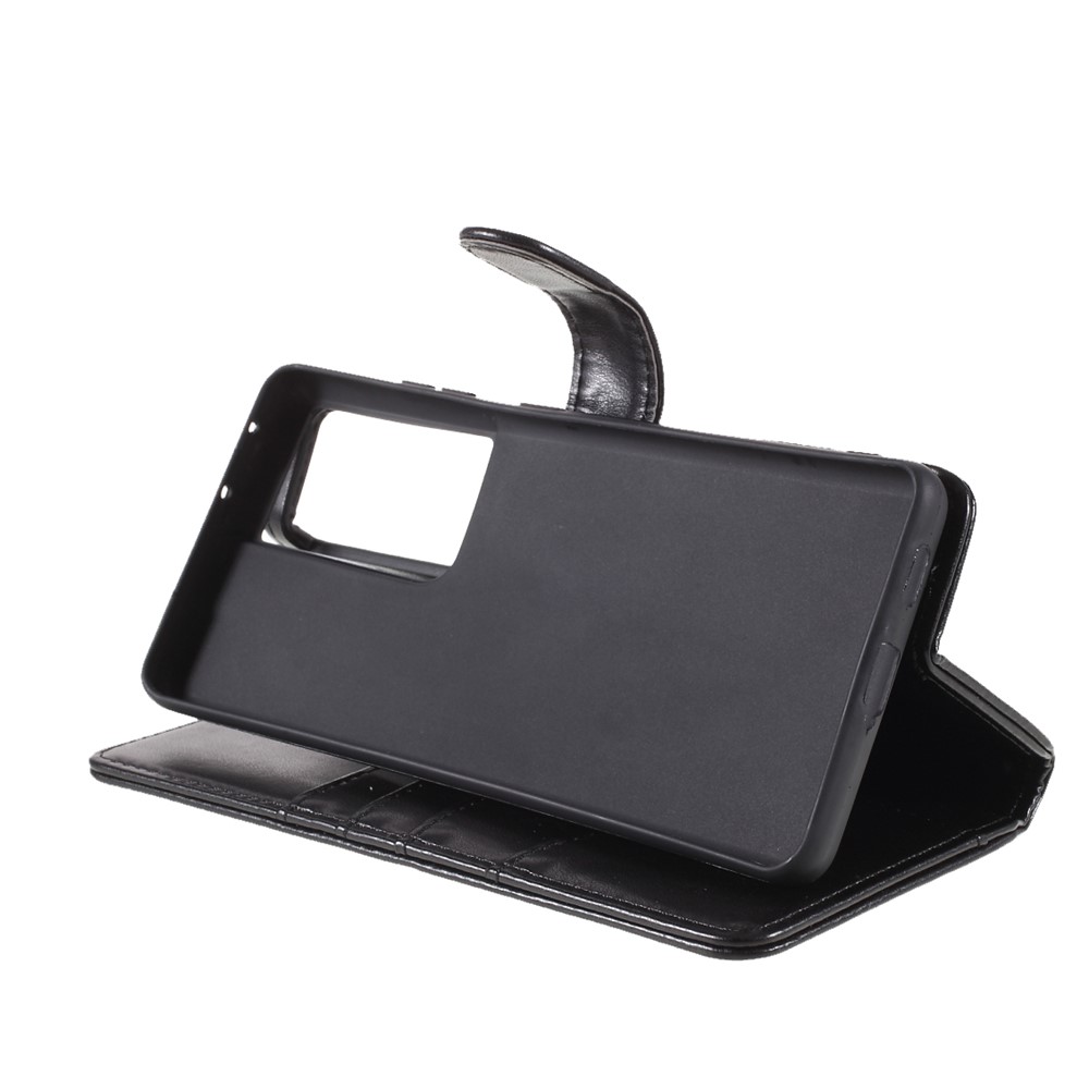 Stand De Fermoir Magnétique Coque En Cuir Pour Samsung Galaxy S21 Ultra 5G - Noir-8