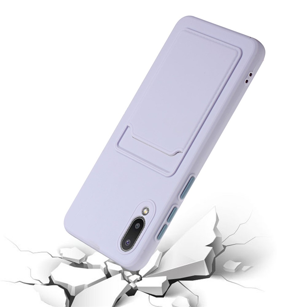 Soft TPU Phone Back Case Cover with Card Holder for Samsung Galaxy M02 / A02 - Light Purple-3