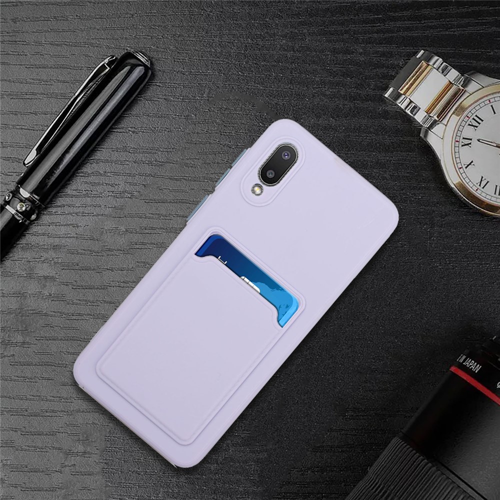 Soft TPU Phone Back Case Cover with Card Holder for Samsung Galaxy M02 / A02 - Light Purple-6