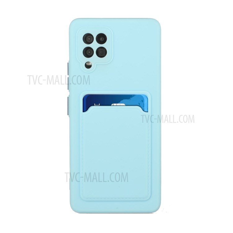 Anti-Fall TPU Phone Case Cover Protector with Card Slot for Samsung Galaxy A42 5G - Baby Blue-1