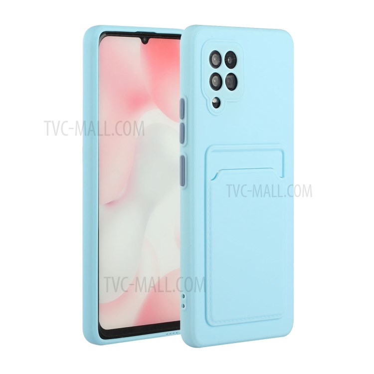Anti-Fall TPU Phone Case Cover Protector with Card Slot for Samsung Galaxy A42 5G - Baby Blue-2