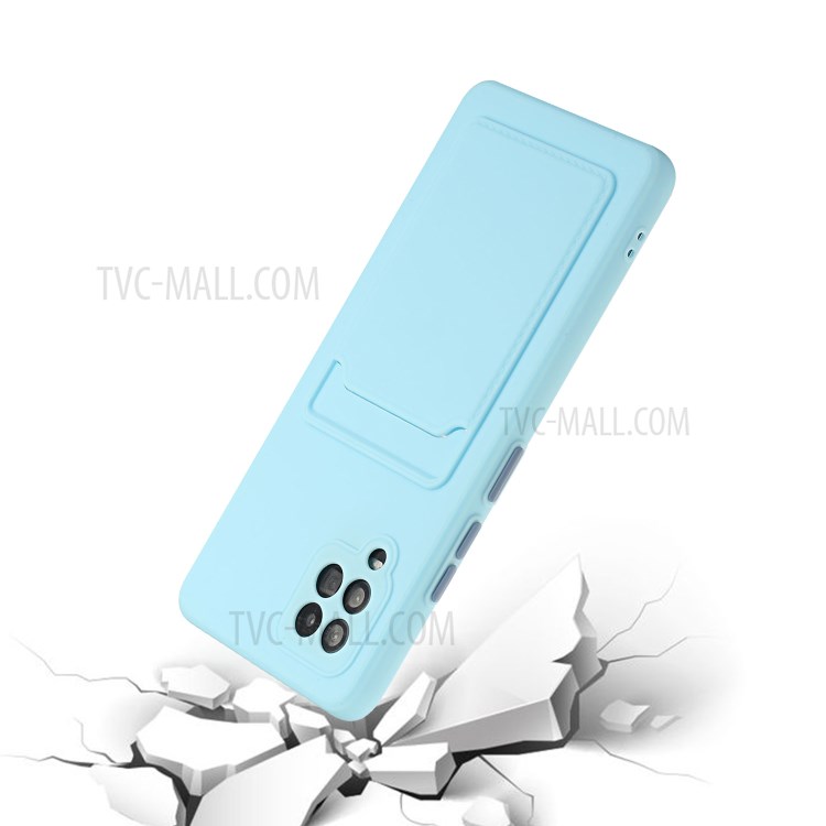 Anti-Fall TPU Phone Case Cover Protector with Card Slot for Samsung Galaxy A42 5G - Baby Blue-3