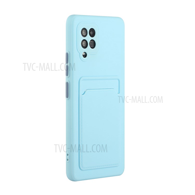 Anti-Fall TPU Phone Case Cover Protector with Card Slot for Samsung Galaxy A42 5G - Baby Blue-4