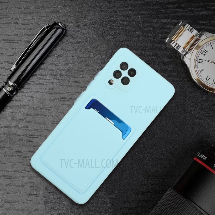 Anti-Fall TPU Phone Case Cover Protector with Card Slot for Samsung Galaxy A42 5G - Baby Blue-6