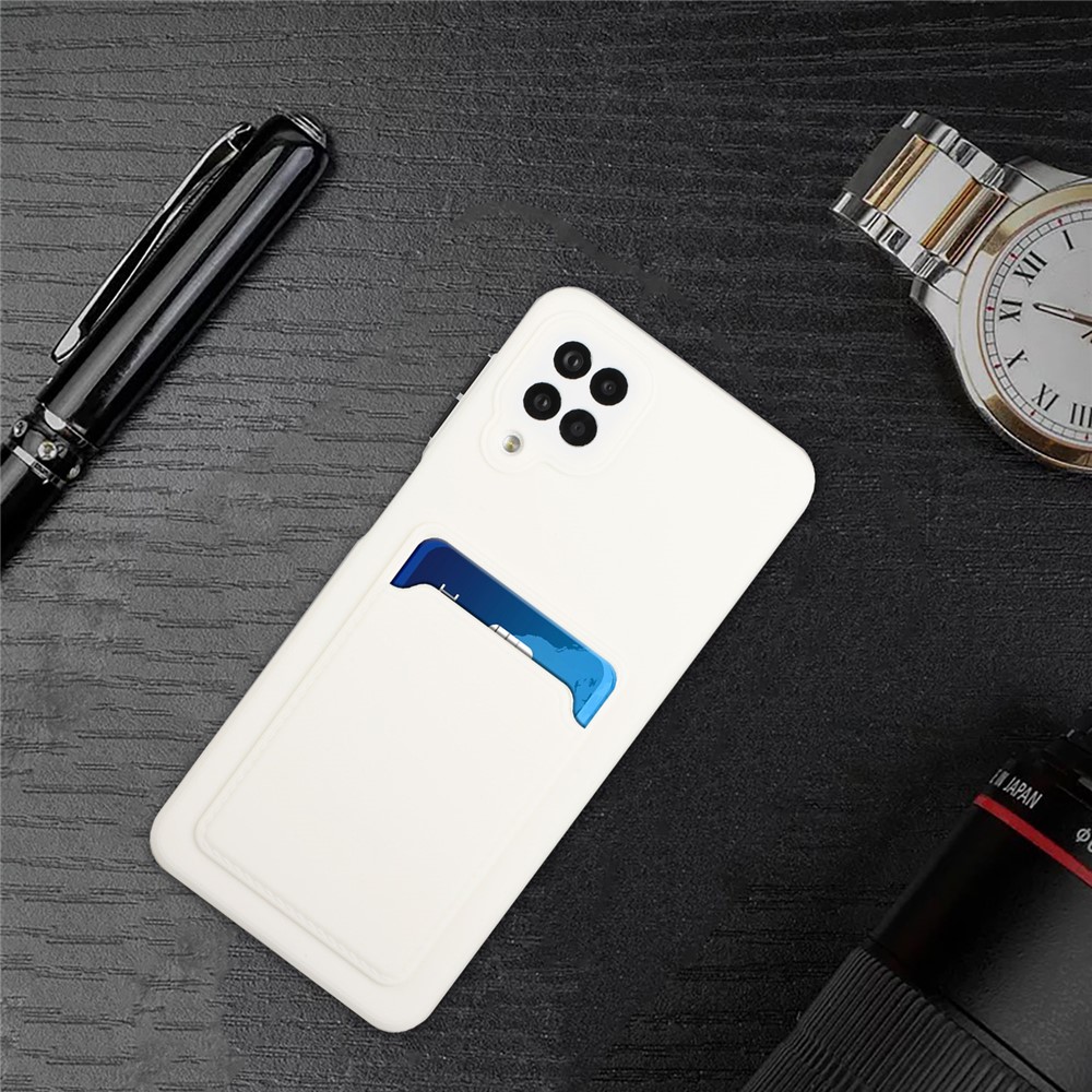 Soft TPU Phone Protection Case Cover with Card Holder for Samsung Galaxy M12 / A12 - White-6