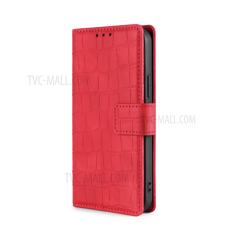 Leather Crocodile Texture Stand Wallet Cover Case for Samsung Galaxy A12 - Red-2