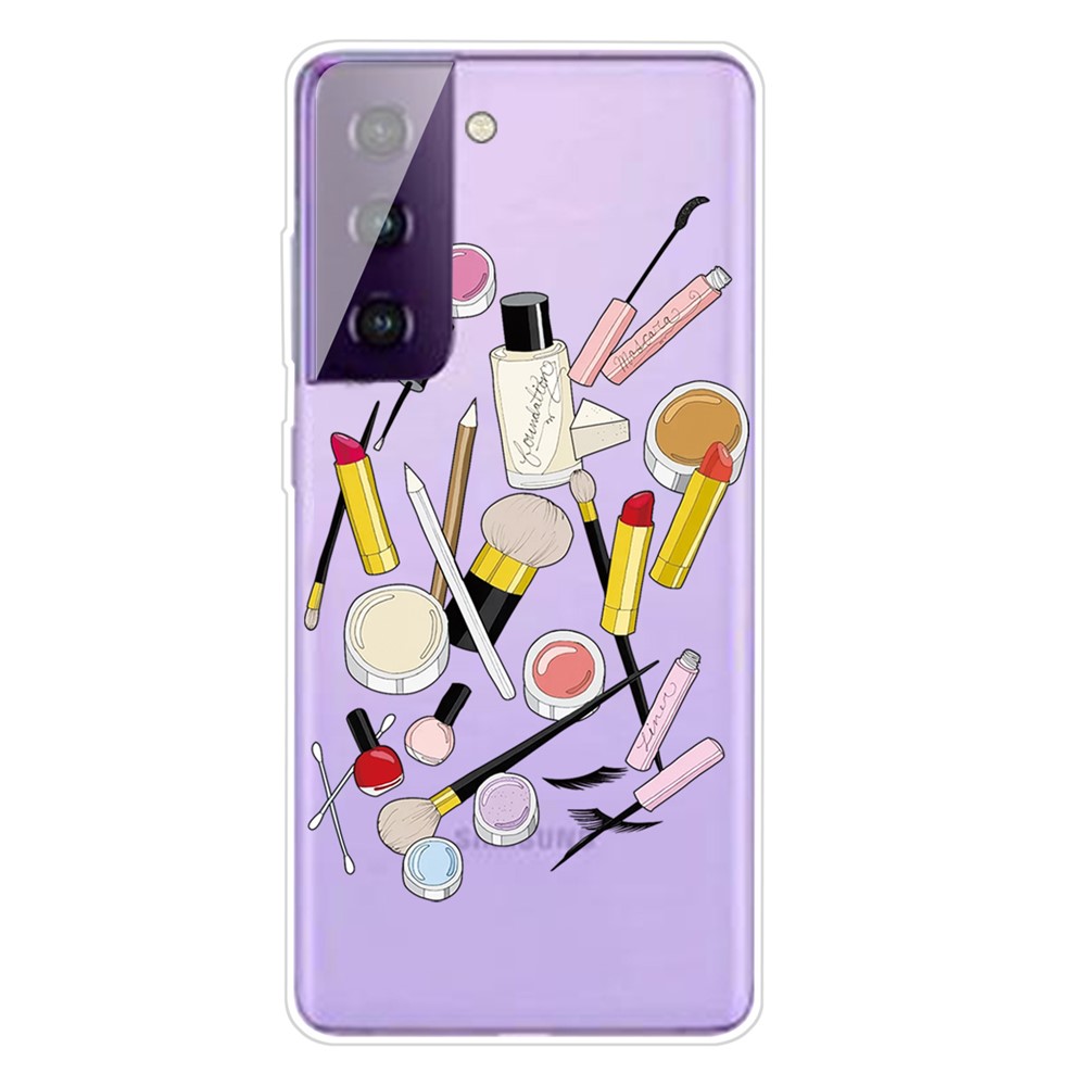 Soft TPU Phone Shell Cover Case with Pattern Printing for Samsung Galaxy S21 FE - Makeups-1