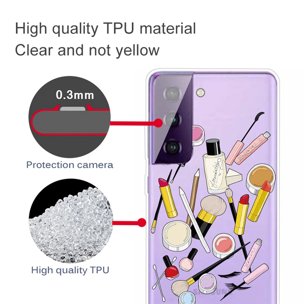 Soft TPU Phone Shell Cover Case with Pattern Printing for Samsung Galaxy S21 FE - Makeups-2