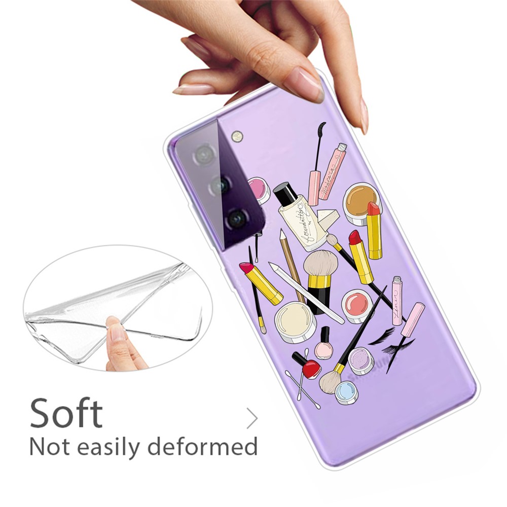 Soft TPU Phone Shell Cover Case with Pattern Printing for Samsung Galaxy S21 FE - Makeups-3