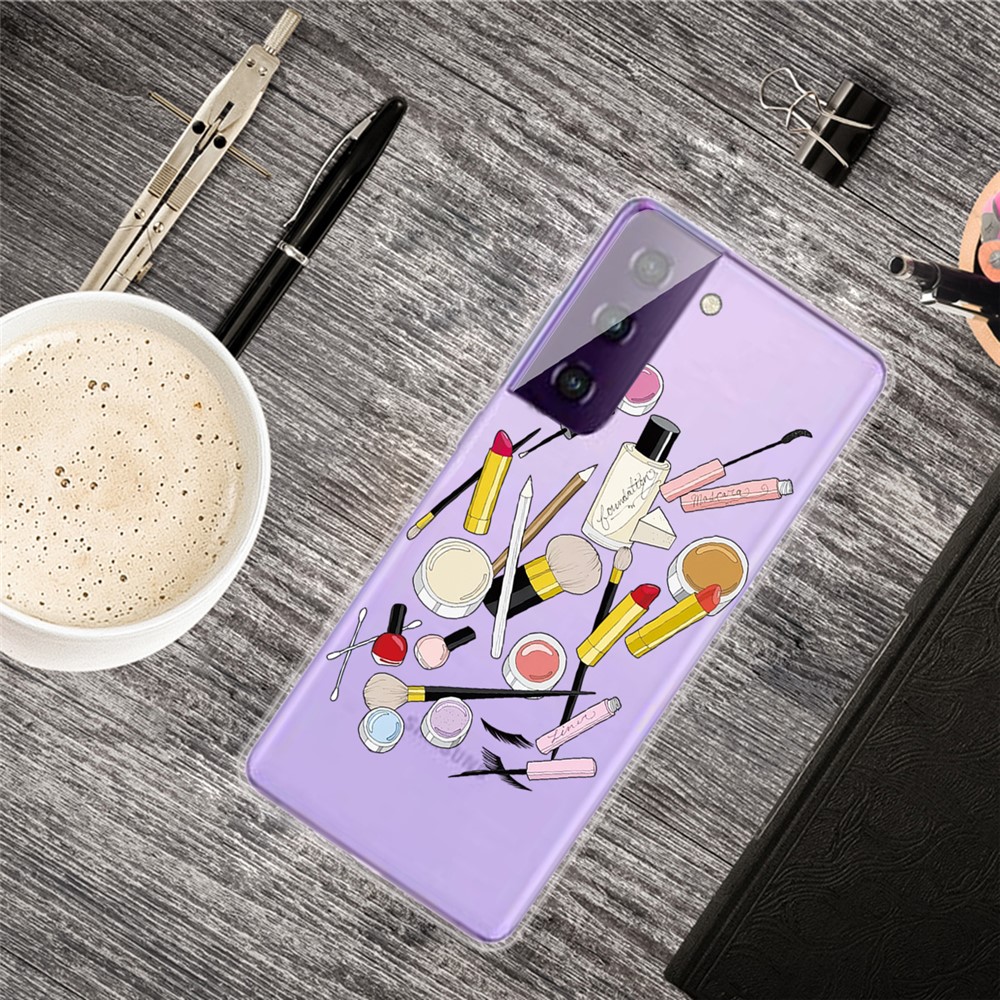 Soft TPU Phone Shell Cover Case with Pattern Printing for Samsung Galaxy S21 FE - Makeups-4