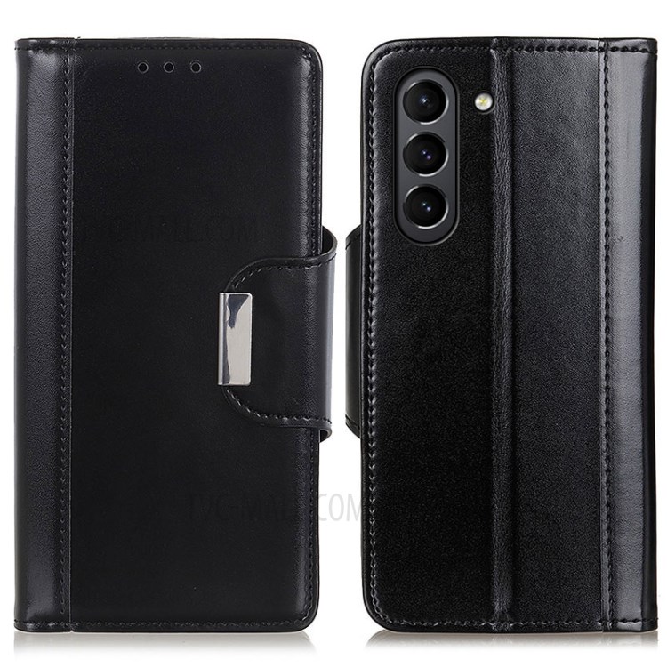 PU Leather Wallet Stand Design Magnetic Clasp Protection Case Shell for Samsung Galaxy S21 FE - Black-1