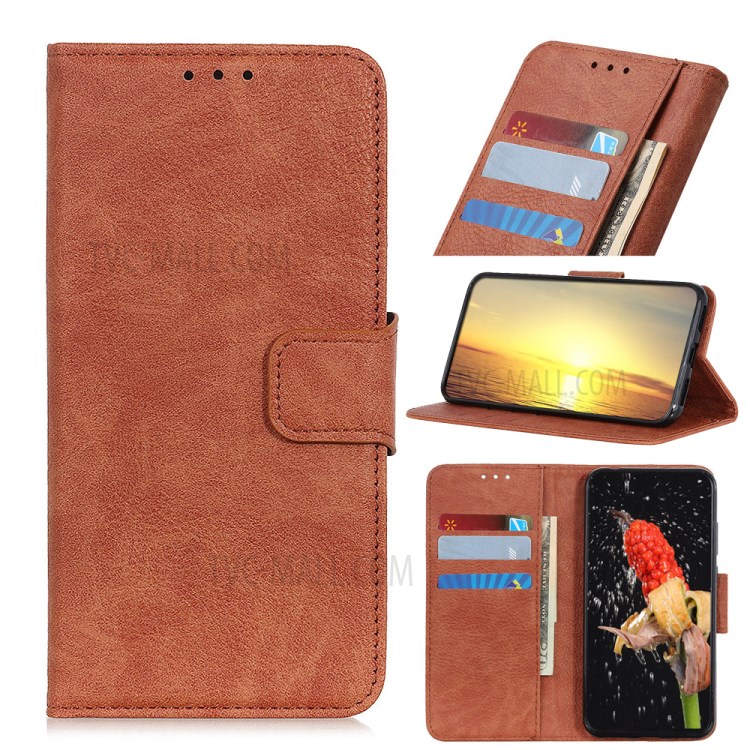 TPU + Litchi Texture PU Leather Phone Stand Cover Wallet Shell for Samsung Galaxy S21 FE - Brown-10