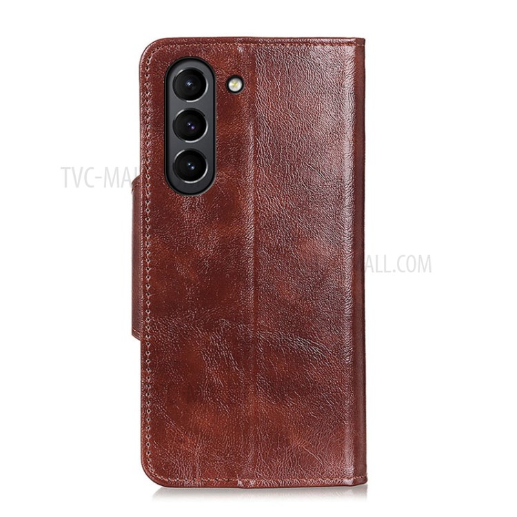 Crazy Horse Wallet Stand Leather Case with 6 Card Slots for Samsung Galaxy S21 FE - Brown-3