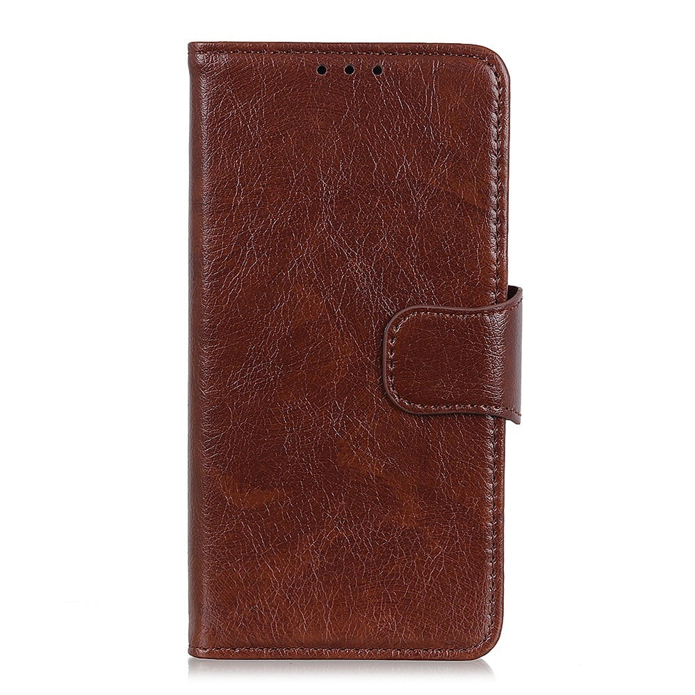 Nappa Texture Split Leather Wallet Shell Case for Samsung Galaxy S21 FE - Brown-2