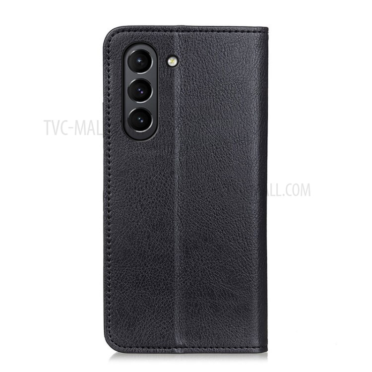 Auto-absorbed Litchi Texture Split Leather Wallet Case Cover Supporting Stand for Samsung Galaxy S21 FE - Black-3