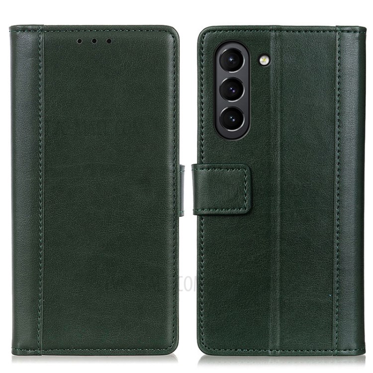 Smooth-Feeling PU Leather Wallet Stand Phone Cover Case for Samsung Samsung Galaxy S21 FE - Green-1