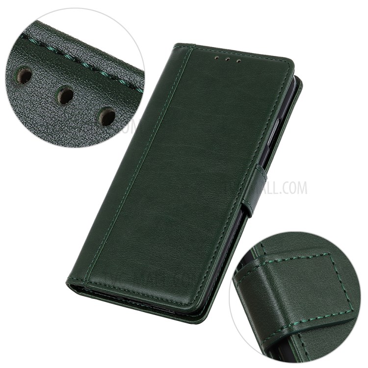 Smooth-Feeling PU Leather Wallet Stand Phone Cover Case for Samsung Samsung Galaxy S21 FE - Green-10