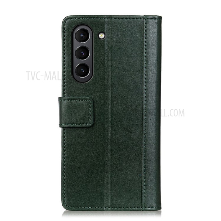 Smooth-Feeling PU Leather Wallet Stand Phone Cover Case for Samsung Samsung Galaxy S21 FE - Green-3