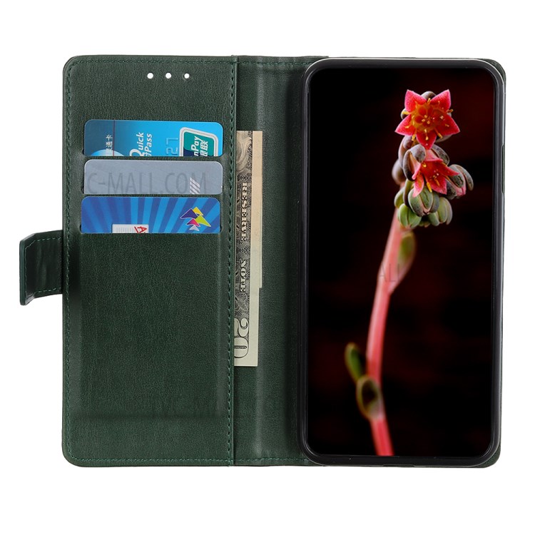 Smooth-Feeling PU Leather Wallet Stand Phone Cover Case for Samsung Samsung Galaxy S21 FE - Green-5