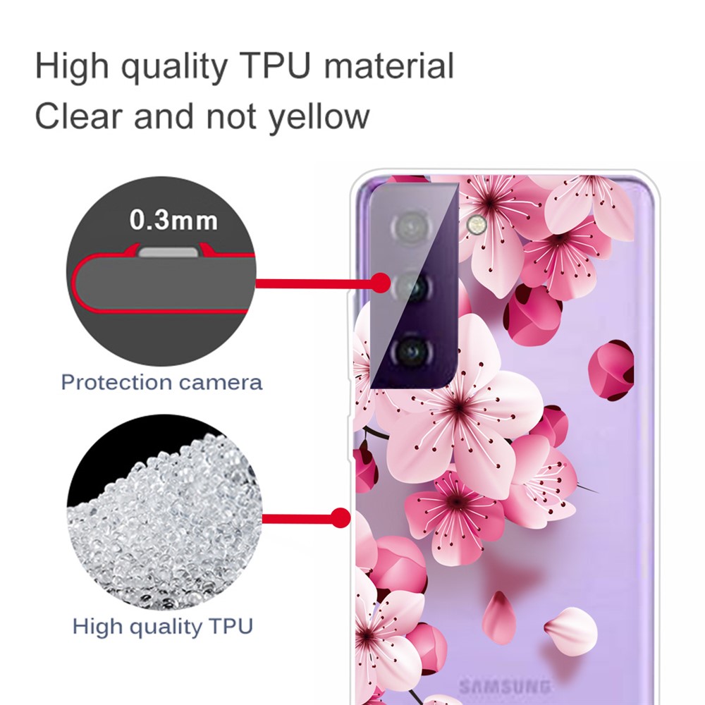 Hot Style for Samsung Galaxy S21 FE Pattern Printing TPU Cover Phone Case - Pink Flower-2