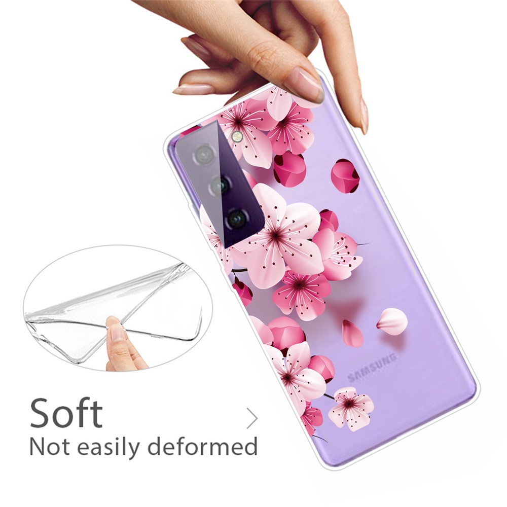 Hot Style for Samsung Galaxy S21 FE Pattern Printing TPU Cover Phone Case - Pink Flower-3