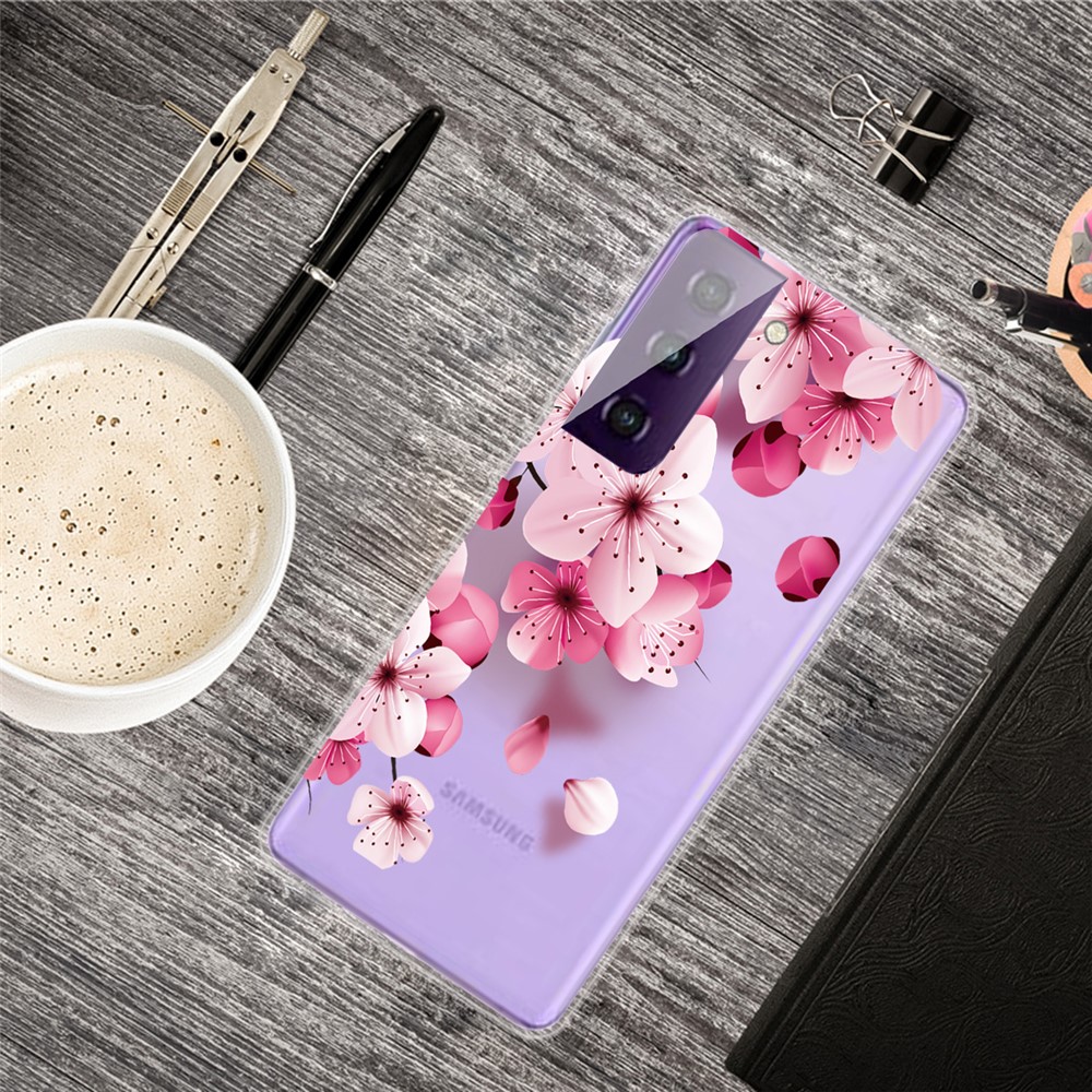 Hot Style for Samsung Galaxy S21 FE Pattern Printing TPU Cover Phone Case - Pink Flower-4