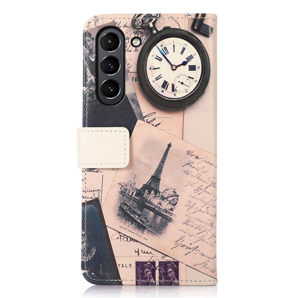 Pattern Printing Stand Wallet PU Leather Protective Phone Case Shell for Samsung Galaxy S21 FE - Tower and Feather-3