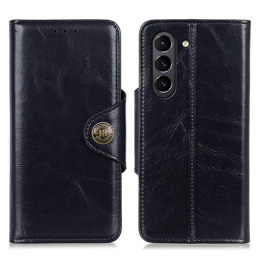 Magnetic Clasp Wallet Stand Design Leather Phone Case Cover for Samsung Galaxy S21 FE - Black-1
