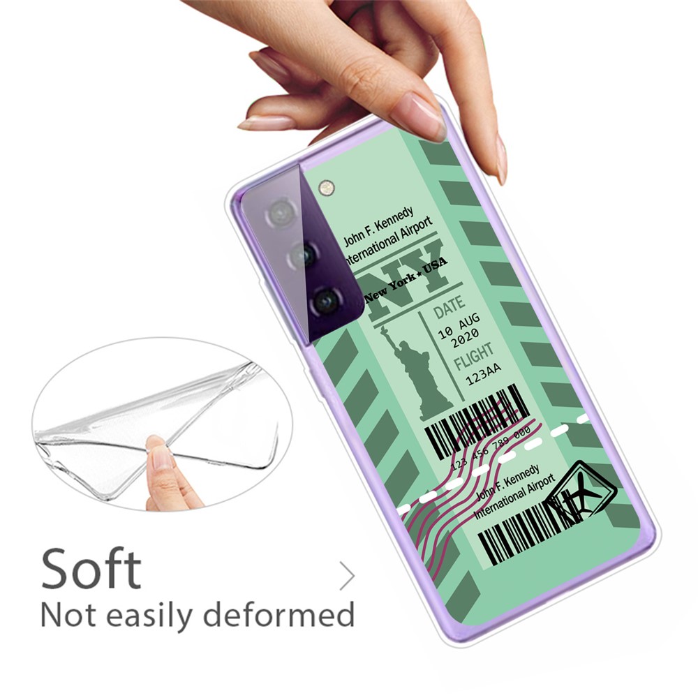 Creative Boarding Check TPU Phone Protector Cover Back Case for Samsung Galaxy S21 FE - NY-3
