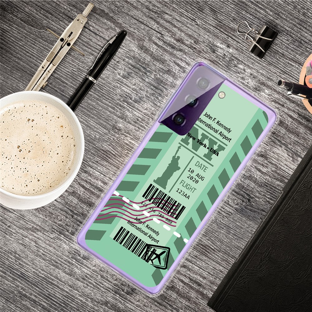 Creative Boarding Check TPU Phone Protector Cover Back Case for Samsung Galaxy S21 FE - NY-4