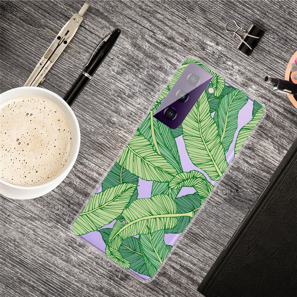 Pattern Printing Shock Absorption TPU Phone Case for Samsung Galaxy S21 FE - Leaf-4