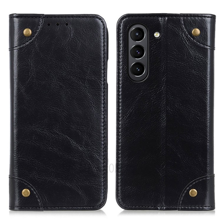 Auto-absorbed Magnet Clasp Wallet Design TPU + PU Leather Phone Stand Shell for Samsung Galaxy S21 FE - Black-1