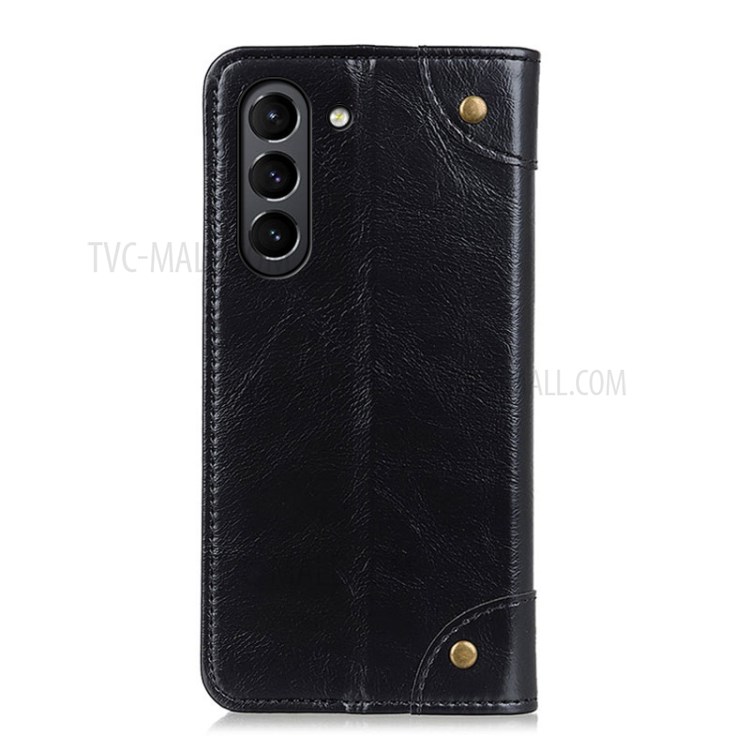 Auto-absorbed Magnet Clasp Wallet Design TPU + PU Leather Phone Stand Shell for Samsung Galaxy S21 FE - Black-3