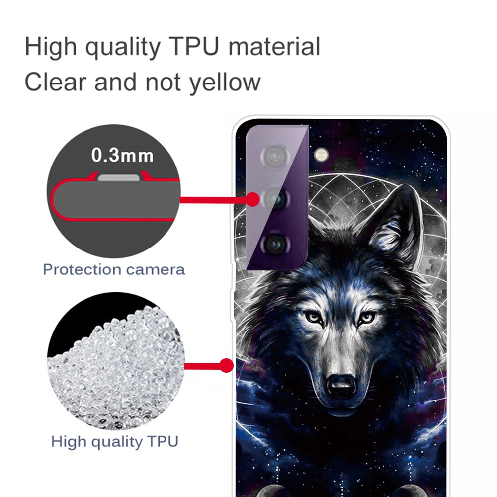 Pattern Printing TPU Phone Back Case Cover Shell for Samsung Galaxy S21 FE - Wolf-2
