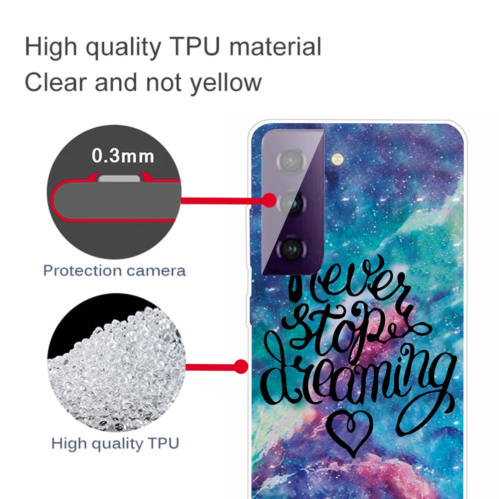 Pattern Printing TPU Phone Back Cover Case for Samsung Galaxy S21 FE - Never Stop Dreaming-2