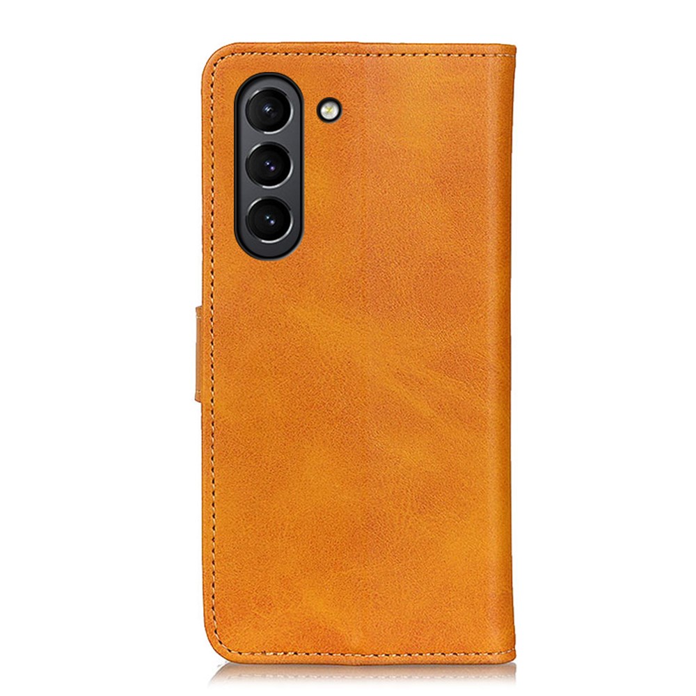 PU Leather Magnetic Leather Phone Case Wallet Stand Shell for Samsung Galaxy S21 FE - Brown-3