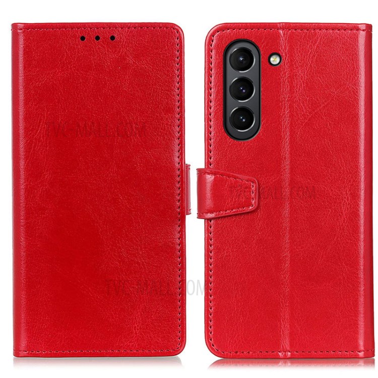 PU Leather Phone Protective Shell Wallet Stand Case Cover for Samsung Galaxy S21 FE - Red-1