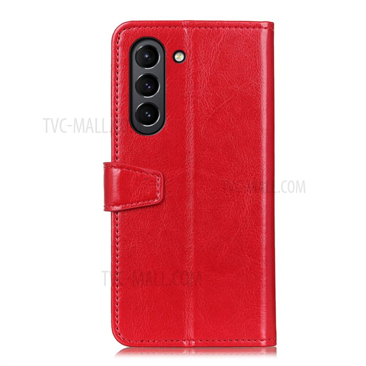 PU Leather Phone Protective Shell Wallet Stand Case Cover for Samsung Galaxy S21 FE - Red-3