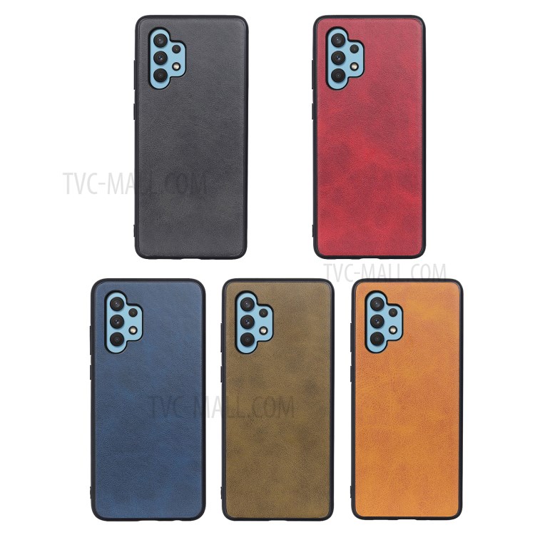 Leather Coated Cellphone Cover Protective Case for Samsung Galaxy A32 5G - Brown-3