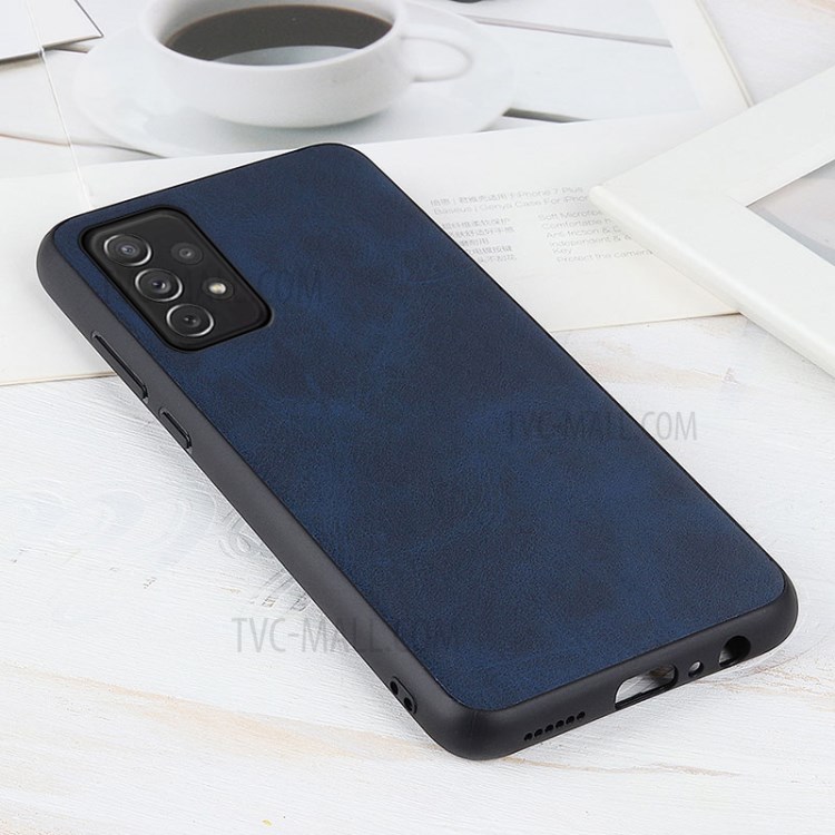 Leather Coated Phone Case Protector Shell for Samsung Galaxy A72 5G/4G - Blue-2