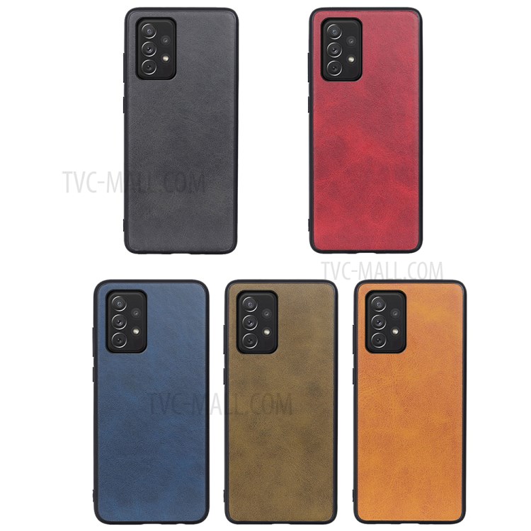 Leather Coated Phone Case Protector Shell for Samsung Galaxy A72 5G/4G - Blue-3