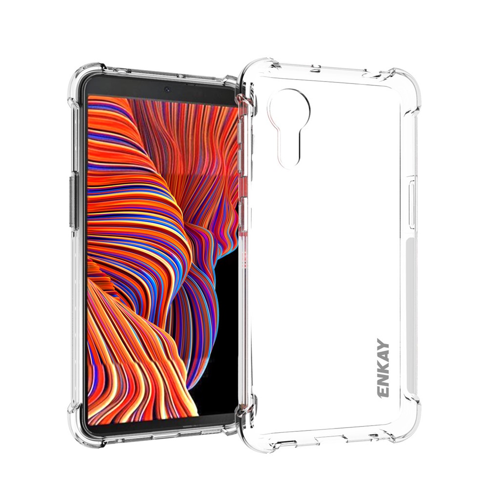 ENKAY ENK-PC109 Anti-slip Strip Design 4 Corners Thicken Airbag Flexible Transparent TPU Cover Case for Samsung Galaxy Xcover 5-1