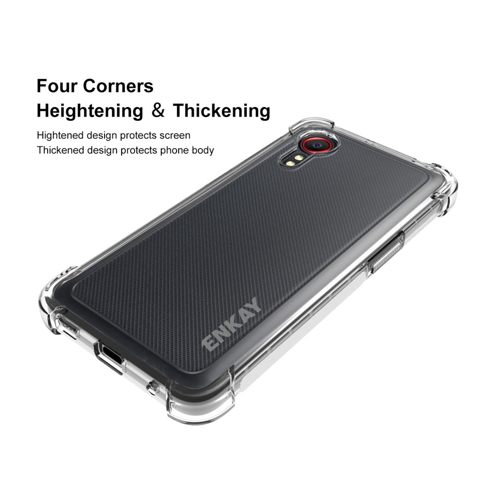 ENKAY ENK-PC109 Anti-slip Strip Design 4 Corners Thicken Airbag Flexible Transparent TPU Cover Case for Samsung Galaxy Xcover 5-2
