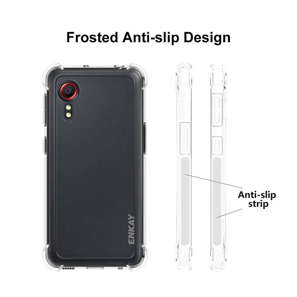 ENKAY ENK-PC109 Anti-slip Strip Design 4 Corners Thicken Airbag Flexible Transparent TPU Cover Case for Samsung Galaxy Xcover 5-4