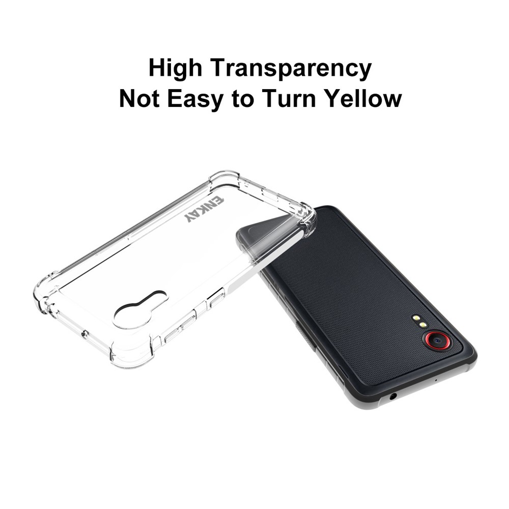 ENKAY ENK-PC109 Anti-slip Strip Design 4 Corners Thicken Airbag Flexible Transparent TPU Cover Case for Samsung Galaxy Xcover 5-5