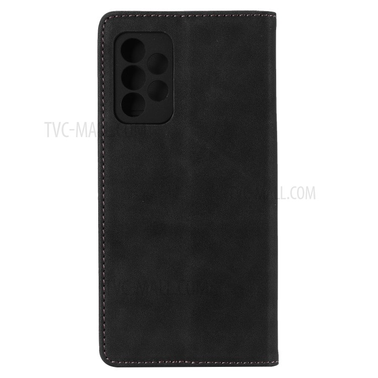Pour Samsung Galaxy A72 5G / 4G Portefeuille Coque Cuir Skin-Touch Couverture De Téléphone Portable Avec Support & Ornement Tri-coloré - Noir-10