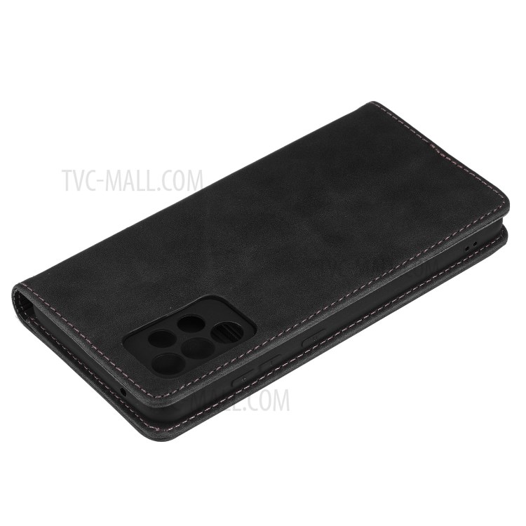 Pour Samsung Galaxy A72 5G / 4G Portefeuille Coque Cuir Skin-Touch Couverture De Téléphone Portable Avec Support & Ornement Tri-coloré - Noir-7